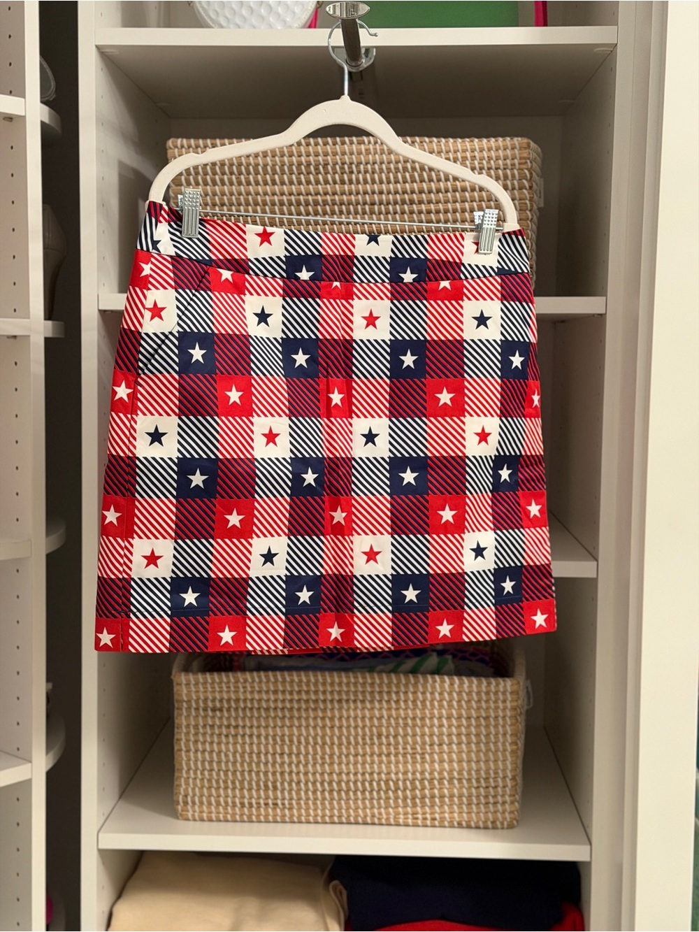 NWT Loudmouth Golf Classic Skort Star Plaid Patriotic Size 12